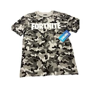 Boys Fortnite Drip Camo Short Sleeve T-Shirt Grey Size 2XL